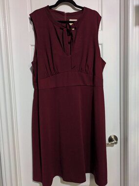 Modcloth Burgundy Formal Sleeveless Knee-Length Dress (3X) Plus